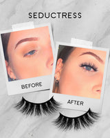 'Seductress' Platinum Stacked Russian Volume 3D Eyelashes Set before and after